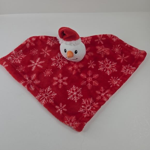 HB Snowman Lovey 13-1/2 Inch Security Blanket Christmas Snowflake Print Fleece - Picture 3 of 13